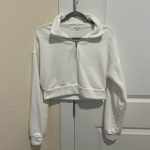 Cropped White Quarter Zip
